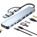 Adapter Type C - USB 3.0 JWD na 3x USB 2.0, PD, 3.5mm, SD, TF, USB 3.0 8 u 1 sivi Adapter Type C - USB 3.0 JWD na 3x USB 2.0, PD, 3.5mm, SD, TF, USB 3.0 8 u 1 sivi