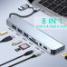 Adapter Type C - USB 3.0 JWD na 3x USB 2.0, PD, 3.5mm, SD, TF, USB 3.0 8 u 1 sivi Adapter Type C - USB 3.0 JWD na 3x USB 2.0, PD, 3.5mm, SD, TF, USB 3.0 8 u 1 sivi