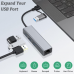 Adapter Type C - USB 3.0 JWD na LAN, 3x USB 3.0 4 u 1 sivi Adapter Type C - USB 3.0 JWD na LAN, 3x USB 3.0 4 u 1 sivi