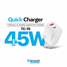 Kucni punjac Teracell Evolution TC-19, GAN, QC, PD Fast charging 45W sa PD type C kablom beli CE