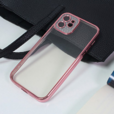 Futrola Silikon Camera Diamond iPhone 12 6.1 roze