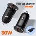 Auto punjac LDNIO C105, QC3.0, 30W USB Lightning crni