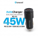 Auto punjac Teracell Evolution TC-11 PD 22.5W + USB QC3.0 20W, 45W (total) sa PD Type C kablom crni Auto punjac Teracell Evolution TC-11 PD 22.5W + USB QC3.0 20W, 45W (total) sa PD Type C kablom crni