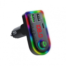 FM transmiter F8 USB, PD, TF, Bluetooth 5.0, Type C, RGB, 12-24V, handsfree crni FM transmiter F8 USB, PD, TF, Bluetooth 5.0, Type C, RGB, 12-24V, handsfree crni
