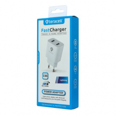 Kucni punjac Teracell Evolution TC-08 5V 2.4A 12W sa lightning kablom beli CE Kucni punjac Teracell Evolution TC-08 5V 2.4A 12W sa lightning kablom beli CE