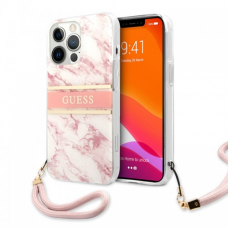 Futrola Guess Marble Strap za iPhone 13 Pro 6.1 roze (GUHCP13LKMABPI)
