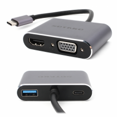 Adapter Type C na HDMI VGA PD USB3.0 SOTAKO ST-C0401 4 u 1 sivi Adapter Type C na HDMI VGA PD USB3.0 SOTAKO ST-C0401 4 u 1 sivi