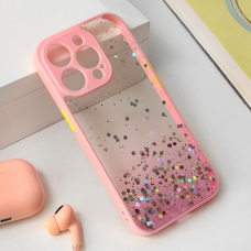 Futrola Frame Glitter za iPhone 15 Pro 6.1 roze