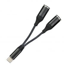 Adapter za slusalice SX-08 Type C na 2x 3.5mm crni